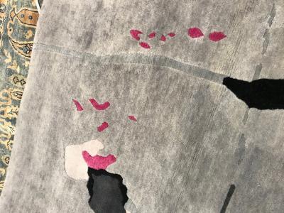 Handmade Grey Ivory Pink Splatter Rug by Eskayel for Doris Leslie Blau