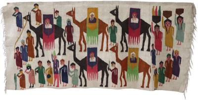 Handmade Israeli Wall Tapestry or Wall Rug 1930s