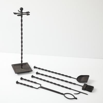 Handmade Twisted Iron Fireplace Tools
