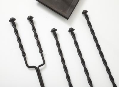 Handmade Twisted Iron Fireplace Tools
