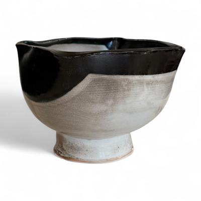 Handmade White Stoneware Pedestal Bowl