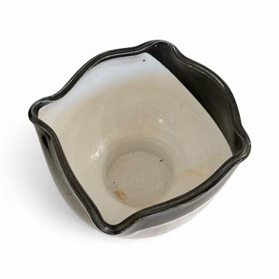 Handmade White Stoneware Pedestal Bowl