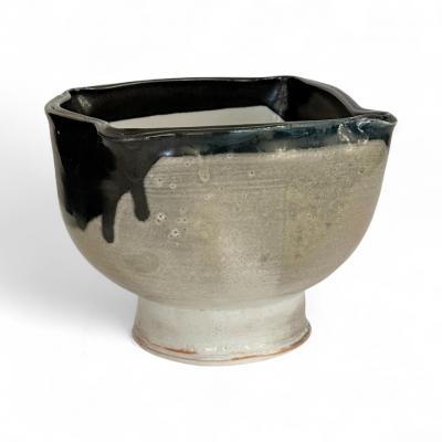 Handmade White Stoneware Pedestal Bowl