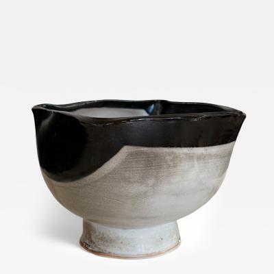 Handmade White Stoneware Pedestal Bowl