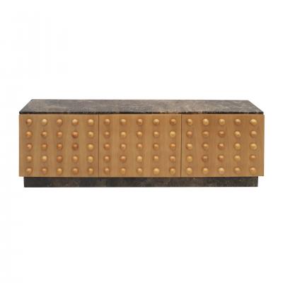 Handmade carved oak sideboard with emperor marble top Italy