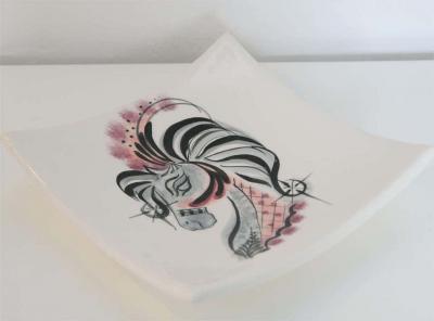 Handpainted Carnival Horse square Platter