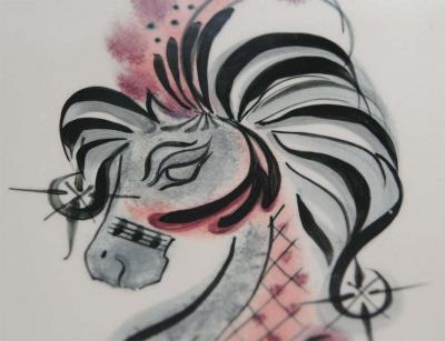 Handpainted Carnival Horse square Platter