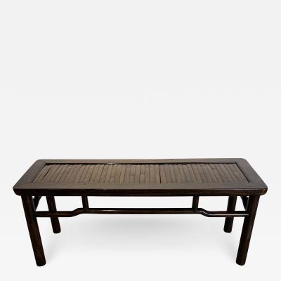Handsome 19th Century Chinese Jumu Wood Bench with Bamboo Inset Seat