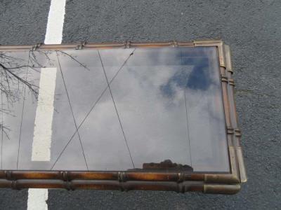 Handsome Chunky Faux Bamboo Campaign Style Console Table Mid Century Modern