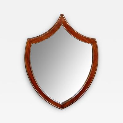 Handsome English Edwardian mahogany shield form mirror