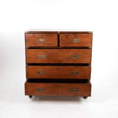 Handsome Mahogany Campaign Chest On Chest English Circa 1850