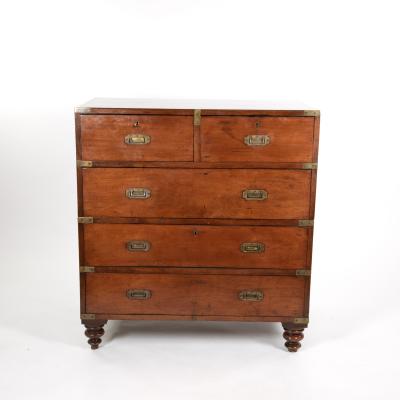 Handsome Mahogany Campaign Chest On Chest English Circa 1850
