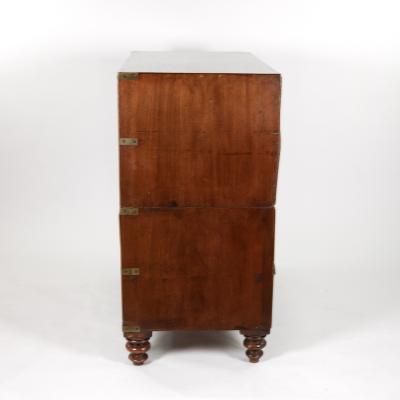 Handsome Mahogany Campaign Chest On Chest English Circa 1850