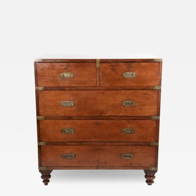 Handsome Mahogany Campaign Chest On Chest English Circa 1850