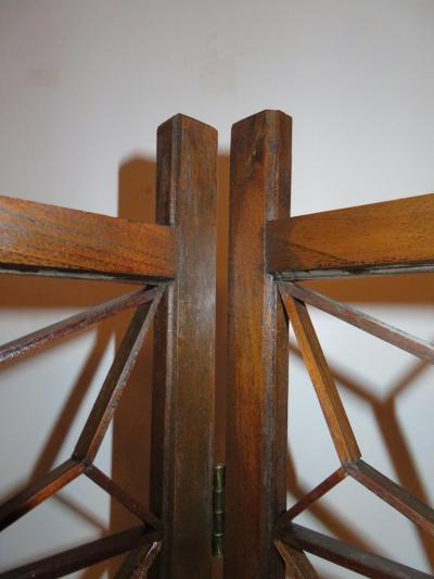 Handsome Mid Century Modern 4 Panel Folding Screen Bohemian