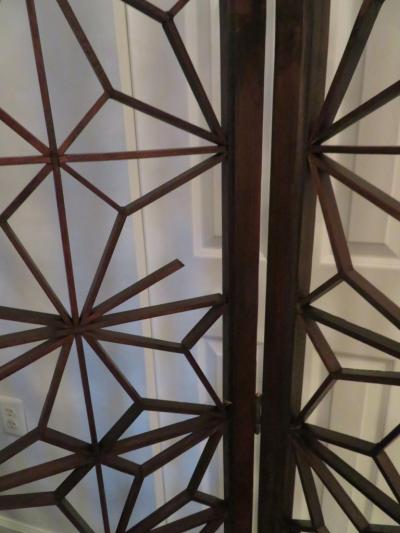 Handsome Mid Century Modern 4 Panel Folding Screen Bohemian