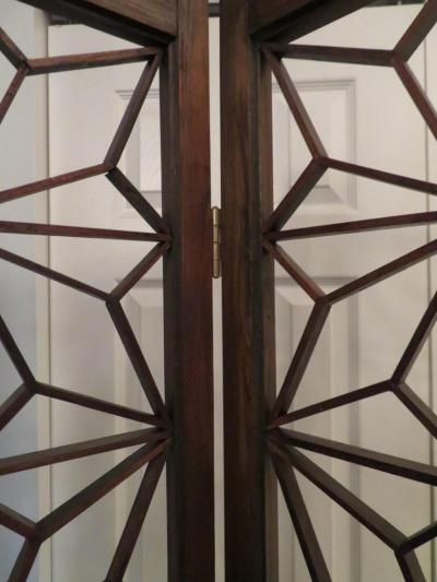 Handsome Mid Century Modern 4 Panel Folding Screen Bohemian
