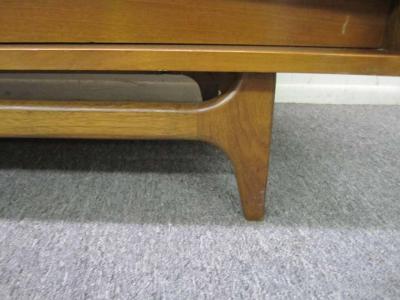 Handsome Mid century Modern Bowed Front Walnut Credenza