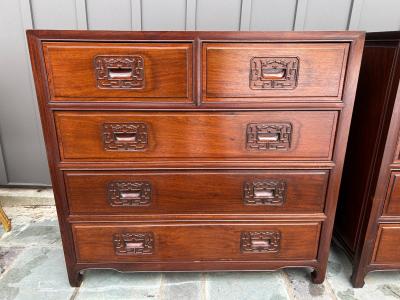 Handsome Pair Chinoiserie Rosewood Bachelor s Chest Mid Century