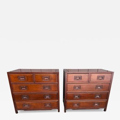 Handsome Pair Chinoiserie Rosewood Bachelor s Chest Mid Century