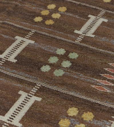 Handwoven Wool Signed Swedish Flatweave Rug