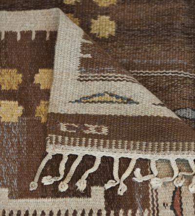 Handwoven Wool Signed Swedish Flatweave Rug