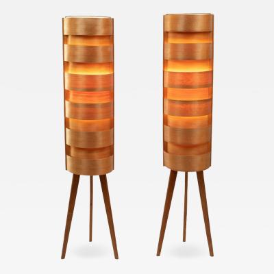 Hans Agne Jakobsson 1960s Hans Agne Jakobsson Wood Tripod Floor Lamps for AB Ellysett