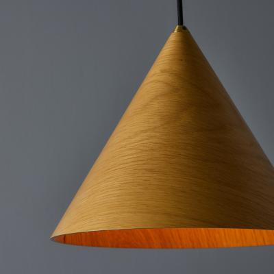 Hans Agne Jakobsson 1970s Conical Wooden Pendant Lamp Attributed to Hans Agne Jakobsson