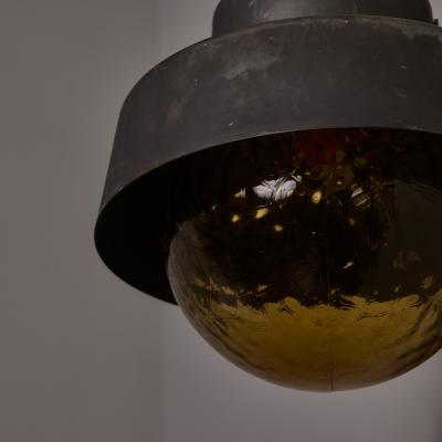 Hans Agne Jakobsson 1970s Metal Amber Glass Outdoor Sconce Attributed to Hans Agne Jakobsson
