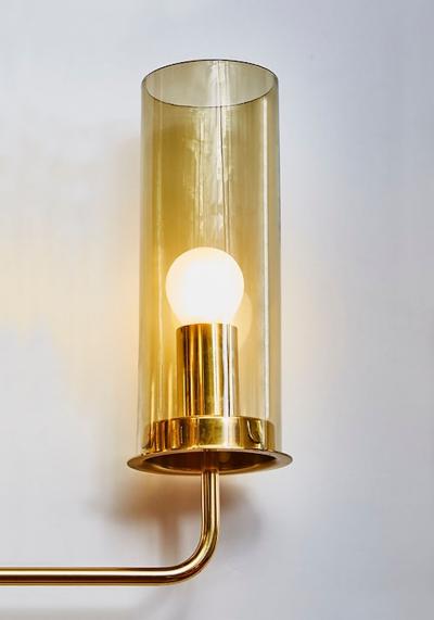 Hans Agne Jakobsson Brass and Glass Chandelier T434 5 by Hans Agne Jakobsson