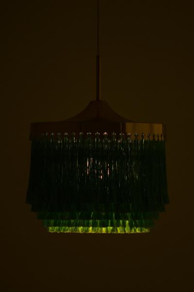 Hans Agne Jakobsson Ceiling Lamp Model T 601 M in Silk and Brass by Hans Agne Jakobsson 1965