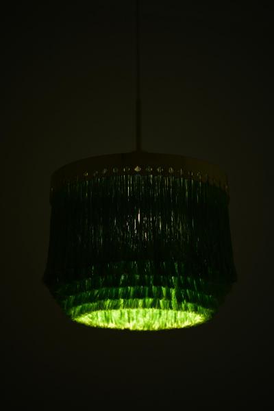 Hans Agne Jakobsson Ceiling Lamp Model T 601 M in Silk and Brass by Hans Agne Jakobsson 1965