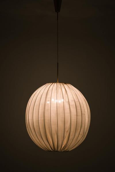 Hans Agne Jakobsson Ceiling Lamp in Brass and Fabric by Hans Agne Jakobsson 1950s