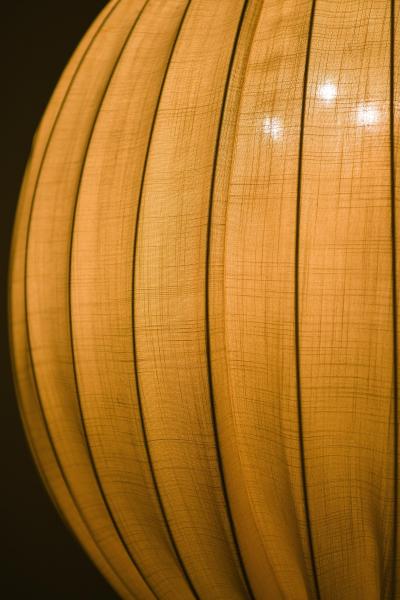 Hans Agne Jakobsson Ceiling Lamp in Brass and Fabric by Hans Agne Jakobsson 1950s