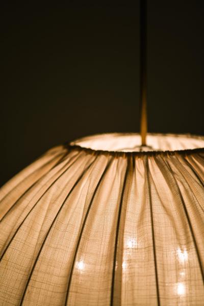 Hans Agne Jakobsson Ceiling Lamp in Brass and Fabric by Hans Agne Jakobsson 1950s