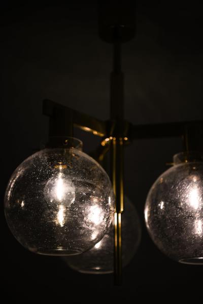 Hans Agne Jakobsson Ceiling Lamp in Brass and Glass by Hans Agne Jakobsson 1950s