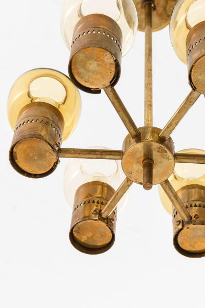 Hans Agne Jakobsson Ceiling Lamp in Brass and Original Glass by Hans Agne Jakobsson 1950s