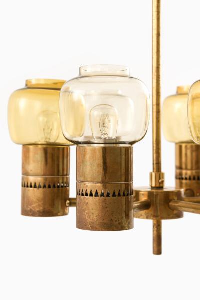 Hans Agne Jakobsson Ceiling Lamp in Brass and Original Glass by Hans Agne Jakobsson 1950s