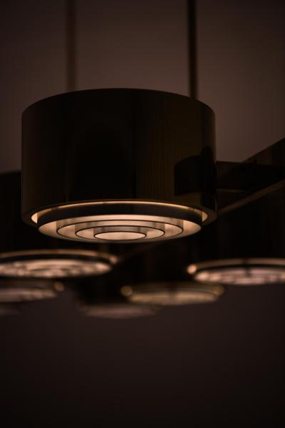 Hans Agne Jakobsson Ceiling Lamp in Brass and Plastic by Hans Agne Jakobsson 1950s