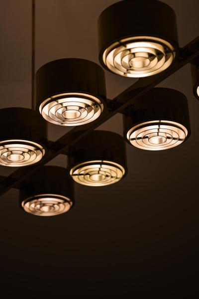 Hans Agne Jakobsson Ceiling Lamp in Brass and Plastic by Hans Agne Jakobsson 1950s