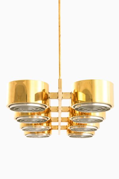 Hans Agne Jakobsson Ceiling Lamp in Brass and Plastic by Hans Agne Jakobsson 1950s