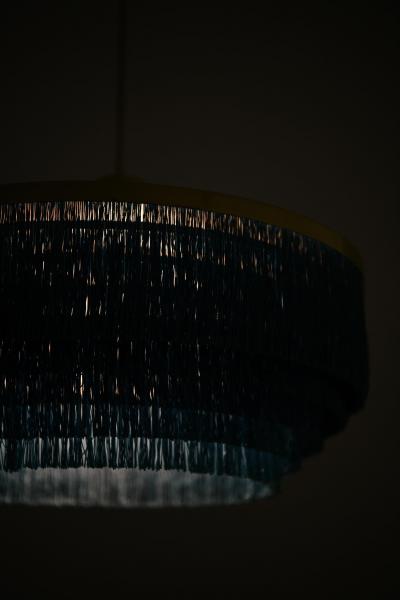 Hans Agne Jakobsson Ceiling Lamp in Brass and Silk by Hans Agne Jakobsson 1960s