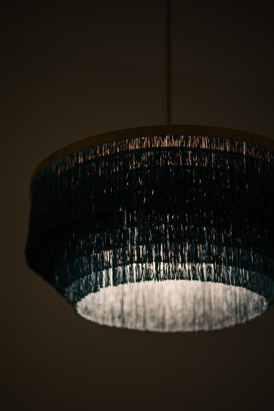 Hans Agne Jakobsson Ceiling Lamp in Brass and Silk by Hans Agne Jakobsson 1960s