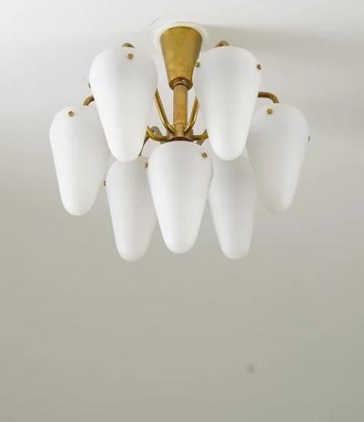 Hans Agne Jakobsson Chandelier in Brass and Glass by Hans Agne Jakobsson