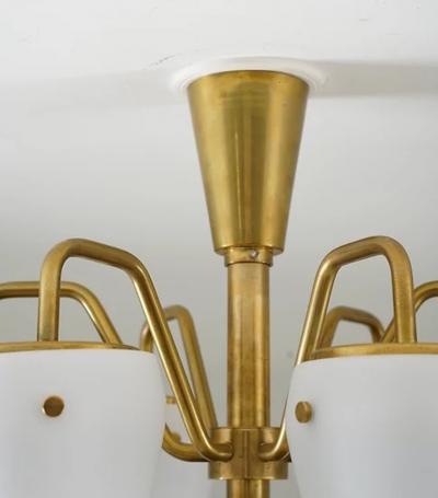 Hans Agne Jakobsson Chandelier in Brass and Glass by Hans Agne Jakobsson
