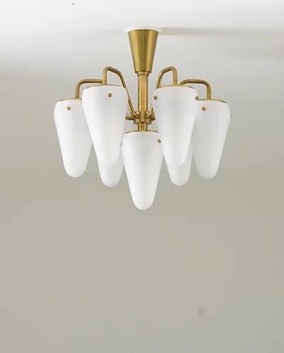 Hans Agne Jakobsson Chandelier in Brass and Glass by Hans Agne Jakobsson