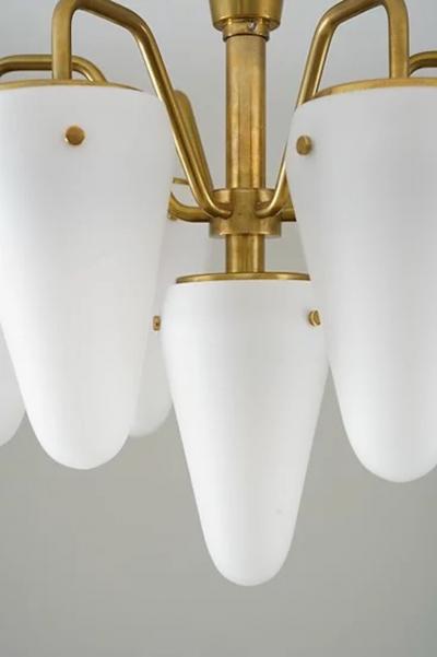 Hans Agne Jakobsson Chandelier in Brass and Glass by Hans Agne Jakobsson