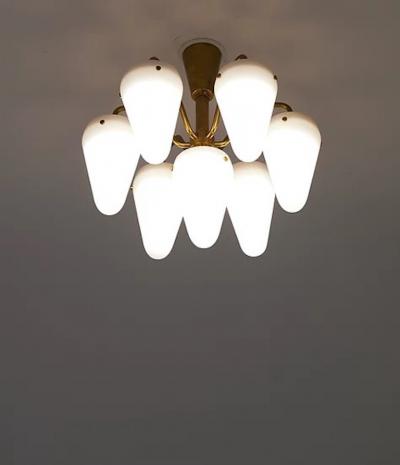 Hans Agne Jakobsson Chandelier in Brass and Glass by Hans Agne Jakobsson