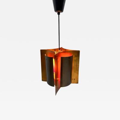 Hans Agne Jakobsson Copper and Brass Ceiling Lamp Scandinavia 1930s