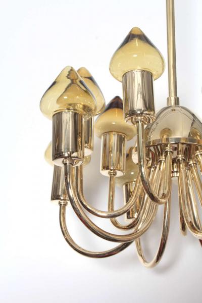 Hans Agne Jakobsson Hans Agne Jakobsson Brass Amber Glass Chandelier